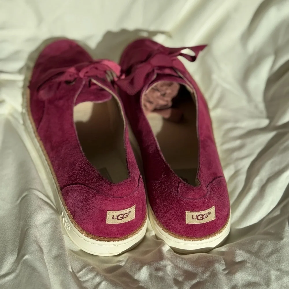 UGG Burgundy Suede Loafers Classic Flats Size 6.5